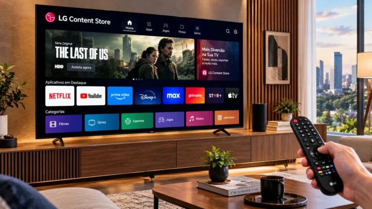 LG Content Store com aplicativos de streaming em uma Smart TV LG