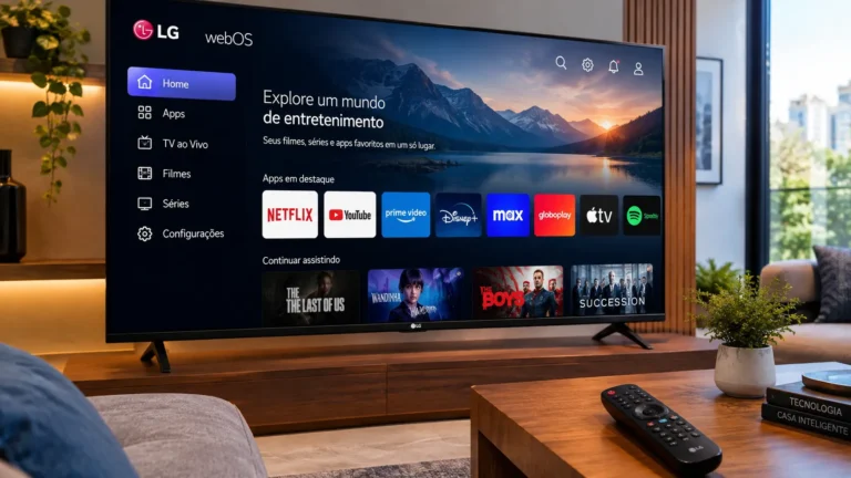 Smart TV LG com interface webOS e aplicativos de streaming