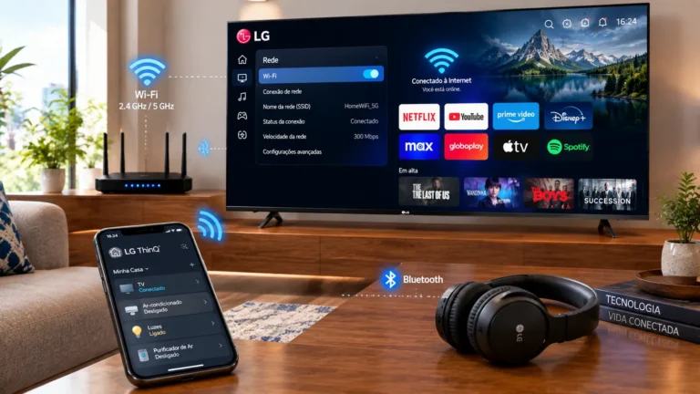 TV LG conectada ao Wi-Fi e a dispositivos Bluetooth