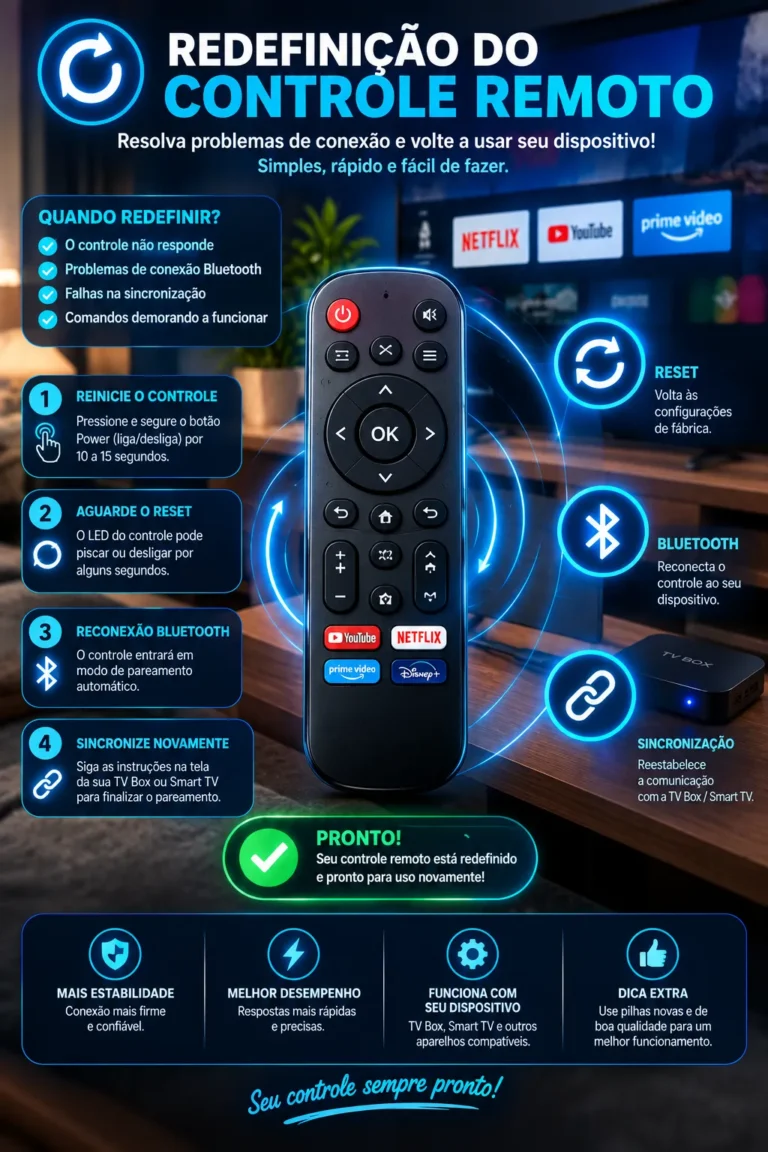 como resetar controle TV Box e sincronizar novamente