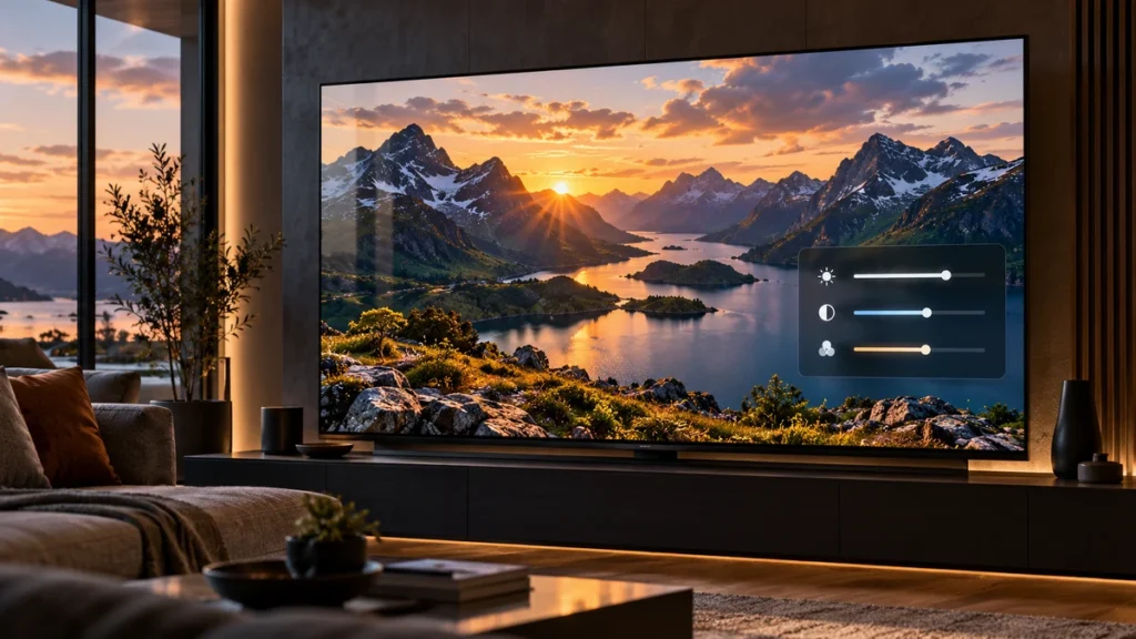 TV Sony BRAVIA 4K exibindo uma imagem com detalhes de contraste e HDR